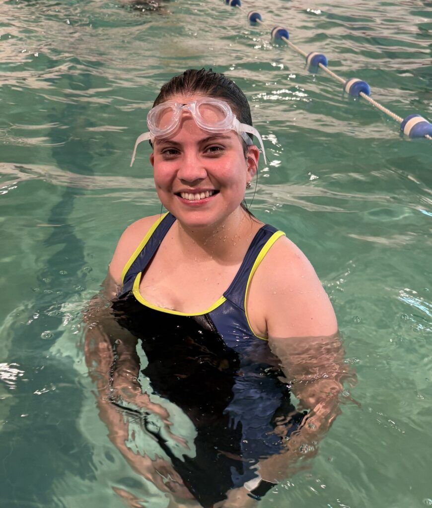 Adult taking swim lessons